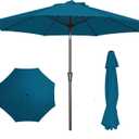 PatioKingdom 9FT Patio Outdoor Umbrella-UPF 50+ Sun Shade with Wind Vent, Push-Button Tilt & Smooth Crank Lift, Rust-Resistant Fiberglass Frame for Garden, Backyard,Yard (Lake Blue)