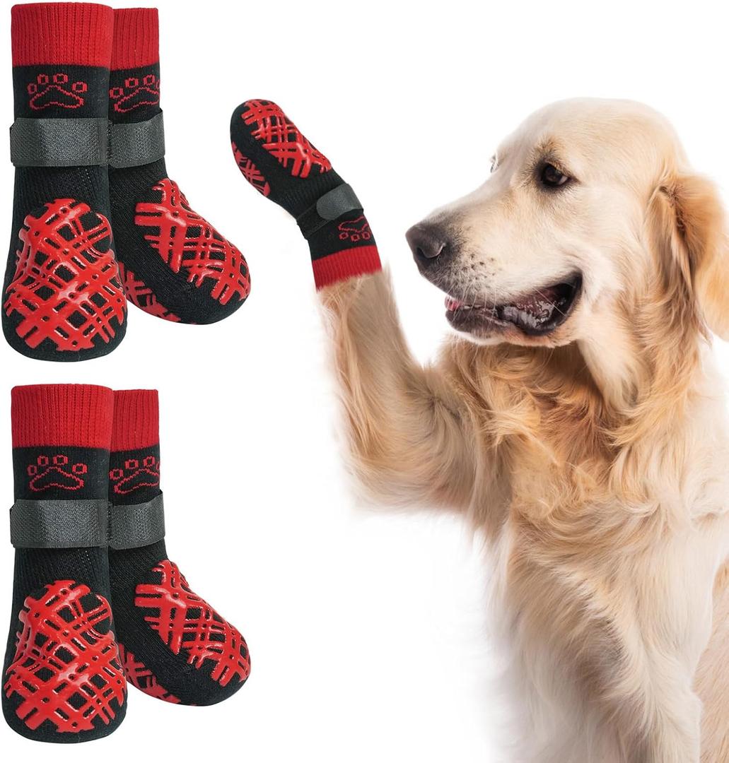 BEAUTYZOO Dog Socks to Prevent Licking Paws, Dog Shoes for Hot Pavement Small Medium Large Senior Dogs Booties, Non Slip Dogs Boots & Paw Protectors for Hardwood Floors Traction Control Indoor