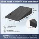 Rubber Threshold Ramp 7.09 Inch Rise, Wheelchair Rubber Door Ramp with Non-Slip Surface, Home Step Ramp with Channel for Wheelchairs/Cars/Scooters(1PCS, 2200LBs Loading)