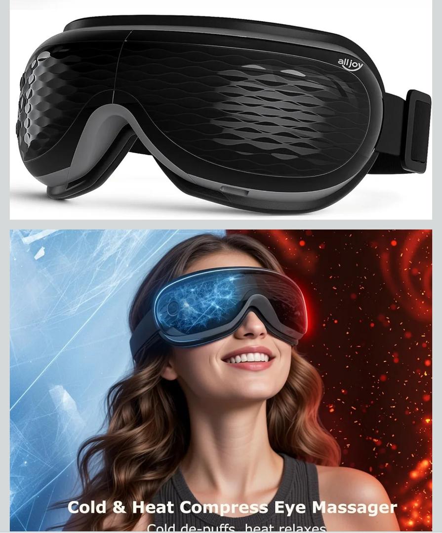 ALLJOY Eye Massager with Heat and Cooling, Lightweight Eye Massager with Removable Gel Mask, Christmas Gifts for Women,White Elephant Gifts for Adults Eye Care Devices for Migraine, Reduce Dry Eyes