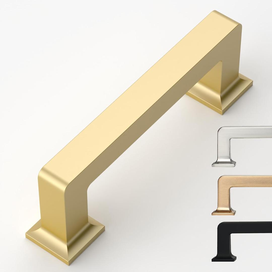 10 Pack 3 Inch Gold Cabinet Pulls - Kitchen Handles for Cabinets (3"/76MM Hole Center)