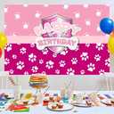 3x5Ft Cartoon Pink Dog Paw Backdrop, Dog Medical Paw Party Decorations Large Pink Dog Theme Supplies Banner Cartoon Dog Helicopter Accessories for Theme Party, Birthday