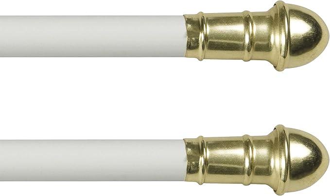 Interior Living 48-84 in. Adjustable Petite Café Curtain Rod, 2-Pack, 7/16 in. Diameter, White, Adjustable Petite Café Curtain Rod, 2-Pack, 7/16 in. Diameter, White