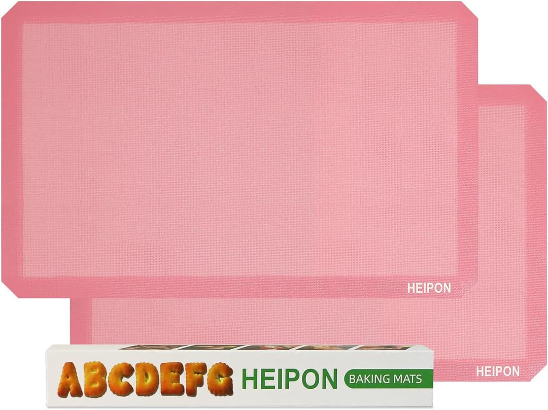 Non-Stick Perforated Silicone Baking Mat,22.44"Lx14.57"W,Reusable,Breathable Mat,Easy to Clean,Breathable Puff Baking Mat,Pastry Mat(Pink,2pcs)