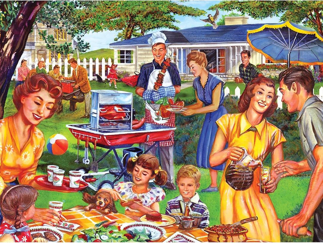 RoseArt - Back to The Past - Backyard BBQ - 1000 Piece Jigsaw Puzzle for Adults