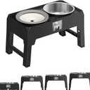 Elevated Dog Bowls, Raised Bowl Stand with No Spill Slow Water Feeder & Stainless Steel Food Dish, Adjustable Feeding Station for Small Medium Large Dogs