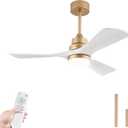 42 Inch White and Gold Ceiling Fans with Lights, ABS Blades, Noiseless Reversible DC Motor, 6 Speeds and 3 Color Temperatures, White Ceiling Fan with Remote Control for Bedroom Living Room Office