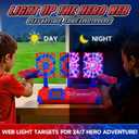 Shooting Toys for 3-12 Year Old Boys, Hero Styles with Glowing Web&Sounds,LCD Scoring and Auto Reset 3 Shooting Targets,Indoor Outdoor Kids Family Games Birthday Easter Gifts for Boys Toys Age 3-12