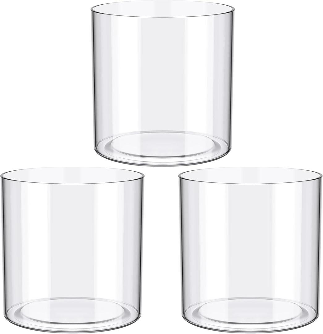 meekoo 3 Pcs Flower Acrylic Vase Cylinders Round Decorative 5 x 5 in Vase Break Resistant Acrylic Flower Cylinder for Centerpiece Home Wedding Decor(Clear, Classic)