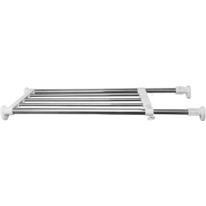 BAOYOUNI Tension Rod Shelf Expandable Closet Organizer Heavy Duty Adjustable Clothes Hanger Rack DIY Space Saver Layered Separator Divider 27.17''-36.02'', Ivory ((27.17-36.02) IN)