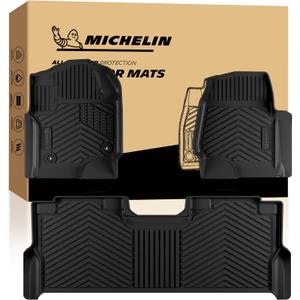 Michelin Vehicle Mats for 2017-2026 Ford F250/F350/F450 Super Duty CrewCab | Fit Bucket Seat with Under Seat Storage, Carpet Floor, All-Weather TPE Custom Fit Floor Mats/Truck Liner, 3 PCS, Premier