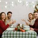 LemonRoad 102 Pcs Gingham Sage Green Party Supplies Set Disposable Checkered Paper Plates Napkins Forks Tablecloth Banner for Birthday Party Dinner Picnic Pizza Barbecue Wedding Mother's Day, Serve 25