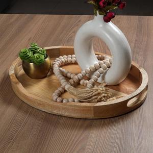 Wood Serving Tray for Coffee Table  17x13 Natural Beige Tray for Ottoman, Side Table, Charcuterie, Decorative Fruit Basket