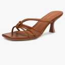 Women's Strappy Square Open Toe Kitten Heels Sandals Knotted Design Summer Fashion Slip On Mule Style, 7.5