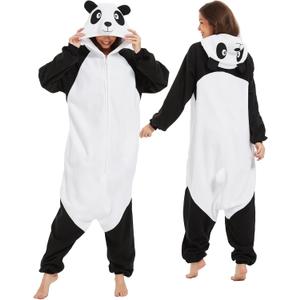 MAJ&COS Animal Onesies Adult Pajamas Halloween Cosplay Costume Unisex Onesie for Women Men (Small, Panda)