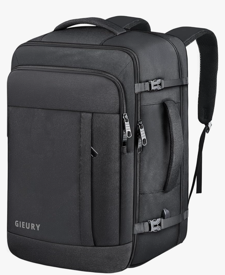 Carry On Backpack, 50L Travel Backpack, Luggage Backpack TSA Flight Approved Laptop Backpack for Men & Women, Large Expandable 40L Daypack Lightweight Business Weekender Bag, Black