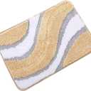 KAMA BRIDAL Microfiber Bath Mat Non-Slip Bathroom Floor Rugs Fast Water Absorbent Shower Mat Ultra Soft Bath Rug Anti-Slip Backing Machine Wash Beige 12x18