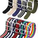 meekoo 10 Pieces Nylon Watch Strap Military Replacement Watch Band with Stainless Steel Buckle for Men and Women's Band Replacing, 18 mm (Classic Colors)