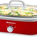 Elite Gourmet MST-5240 Casserole Crock Slow Cooker, Locking Lid Adjustable Temperature Keep Warm Oven & Dishwasher-Safe Casserole Pan, 3.5Qt Capacity, Red