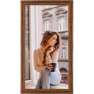 11x22 Wood Frame Brown, Rustic Natural Wooden 22x11in Poster Picture Frame, Distressed 11 x 22inch Woodgrain Gallery Photo Frame with HD Plexiglass, Horizontal Vertical Wall Mounting Display 1pcs