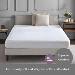 Dreamfit DreamComfort Luxurious Waterproof Mattress Protector with StaDry Moisture-Wicking, Fine Brushed Microfiber & Breathable Design, Split Head Queen