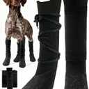 Dog Shoes Boots for Medium Dogs, Pet Boots & Paw Protectors for Winter Snowy Day with Adjustable Straps for Walking Running Hiking Outdoor Pet Booties Shoes Socks（Black, L)