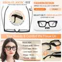MARE AZZURO Thick Reading Glasses Women Stylish Square Readers 1.0 1.25 1.5 1.75 2.0 2.25 2.5 2.75 3.0 3.5 4.0 5.0 6.0 (Black)