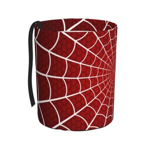Red Spider Web Car Trash Can Collapsible Garbage Can,Hanging Trash Bag Water Proof with Suitable for Storage for Car Interiors,Home (One Size)