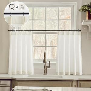 Natural Linen Kitchen Curtains 28 inch Length Pinch Pleat Cafe Curtains (24"W x 28"L (Pack of 2))