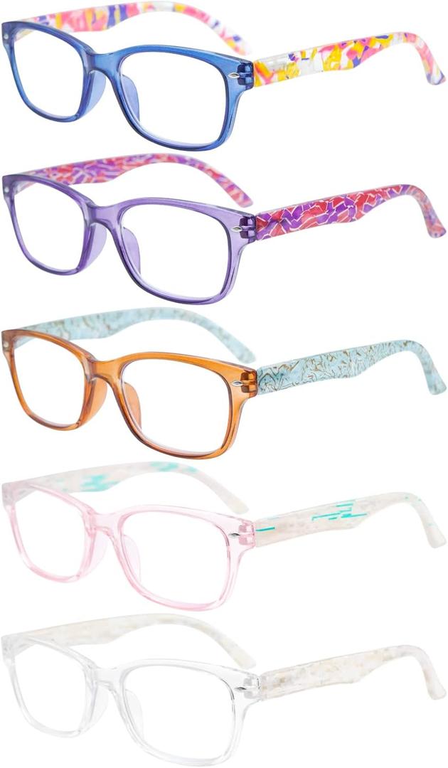 SIGVAN Reading Glasses 5 Packs Blue Light Blocking Eyeglasses Quality Spring Hinge Colorful Computer Readers for Women Men