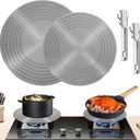 2 Pack Gas Stove Heat Diffuser Plate, Round Fast Defrosting Tray Aluminum Non-Stick Coating Cookware Simmering Thawing Plate Conduction Multifunctional, Flame Guard Protection Stovetop (9.3'' & 11'')