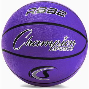 Champion Sports Rubber Basketballs  Durable Indoor & Outdoor Training & Recreational Game Balls, Multiple Sizes & Colors (Purple)