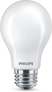 PHILIPS LED 60W A19 8-Pack Basic Soft White (1600K) 800 Lumen (9-10W = 60W) Frosted Flicker-Free Light Bulbs