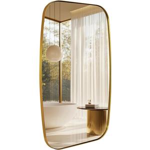 ANDY STAR 24x40 Gold Bathroom Mirror, Oblong Brass Mirror with Stainless Steel Metal Frame, Brushed Gold Oval Vanity Mirror for Over Sink, Modern Anti Rust Wall Mounted