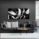 Modern Abstract Wall Art Black and White Curve Line Decor 29"X58"