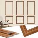 3 Set Wood Color Peel and Stick Wall Molding Kit 6 Frame Premade Wainscoting Accent Panel Ready to Assemble 3D Wall Panels Trim for Interior Mirror Home Molding Decor, 54 x 24 Inch
