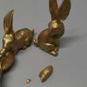 DN DECONATION Easter Decor Bunny Figurines, Vintage Gold Bunny Decor, Resin Small Rabbit Statue Set of 3, Easter Rabbit Bunnies for Table Spring Home Decorations