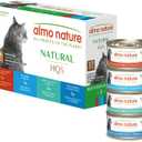 Almo Nature: HQS Natural Cat Pack 2 - (12) 2.47oz Can, Adult Cat Wet Canned Food - 3 Each: Atlantic Tuna, Mackerel, Trout & Tuna, Chicken & Shrimp
