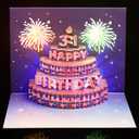 31st Birthday Cards, Light and Music Birthday Cake Happy Birthday Card, 3D Pop Up Birthday Gift Greeting Card for Women Men Wife Husband Friends