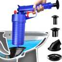 Toilet Plunger Set, Drain Clog Remover with 4 Sized Suckers, High Pressure Air Drain Blaster Gun, Tub Drain Cleaner Opener, Sink Plunger for Bathroom, Kitchen, Toilet, Floor Drain, Clogged Pipe Blue