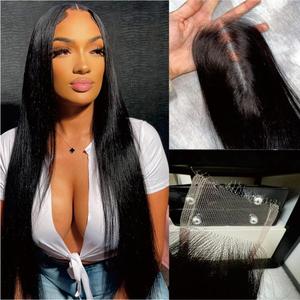 NIKISS SKINLIKE Real HD Lace Closure, 2x6 HD Lace Closure Straight Human Hair Pre-Plucked Bleached Knots 0.095mm Ultra-thin Invisible Swiss Lace 14 Inch