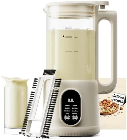 Automatic Nut Milk Maker, 8 in1 40oz Soybean Milk Machine for Homemade Almond, Oat, Soy, Coconut, Plant-Based Milk and Non Dairy Beverages, 12 Hours Timer/Auto-clean/Room Temp/Keep Warm/Boil/Low-Noise