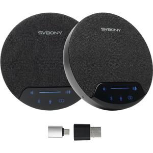 SVBONY SVN O1 Dual Conference Speaker and Microphone, Wireless Cascading 33FT for 30People Conference Room, 3A+AI Noise Cancelling, 8Mics with 360Voice Pickup, UHF-Stabilized Link