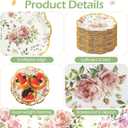 Kochorie 100 PCS Scalloped Party Plates, 7 Inch Disposable Floral Paper Plates, Pink Flower Paper Plate, Floral Dessert Plate Bulk for Birthday Bridal Baby Shower Wedding Party Supplies