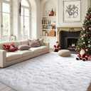 FinRèc White Rugs for Bedroom Living Room, 4x6 Feet Fluffy Shaggy Area Rug, NonSlip Soft Shag Rug for Nursery Kids Room Dorm Room Home Decor, Indoor Plush Floor Carpet