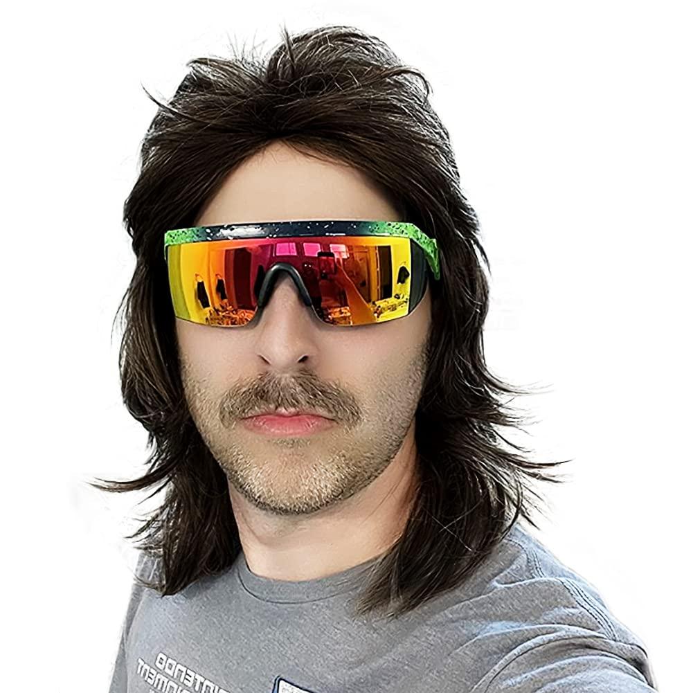 Mullet Wigs for Men Joe Dirt Emo Wig 70s 80s and 90s Costumes Fancy Party Accessory Cosplay Wig Halloween Man x (Black)