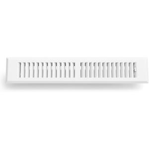 2" x 10" White Floor Register 2 Way Stamped Face Steel Vent Cover, HVAC Floor Grille for AC Heat, Fits 2x10 Duct Opening, Heavy Duty Metal Register, Glacier White