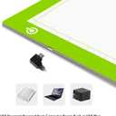 LitEnergy Portable A4 LED Copy Board Light Tracing Box, Green Ultra-Thin Adjustable USB Power Artcraft LED Trace Light Pad for Tattoo Drawing, Streaming, Sketching, Animation, Stenciling