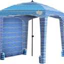 Qipi Beach Cabana - Easy to Set Up Canopy, Waterproof, Portable 6' x 6' Beach Shelter, Included Side Wall, Shade with UPF 50+ UV Protection, Ultimate Sun Umbrella - for Kids, Family & Friends (Siesta Beach)