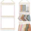 POVETIRE Pacifier Clip Holder Baby Bibs Organizer, Neutral Baby Bandana Drool Bibs Holder - Baby Burp Cloths Organizer Storage Hanging Wall Decor for Nursery Newborn Infant Girls and Boys Room (Beige-1)